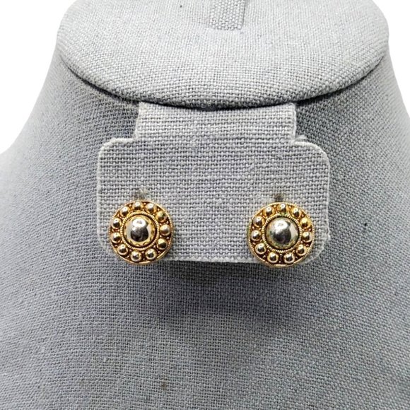 1928 Jewelry - vintage melvyn bernie 1928 jewelry/silver gold tone round clip on earrings